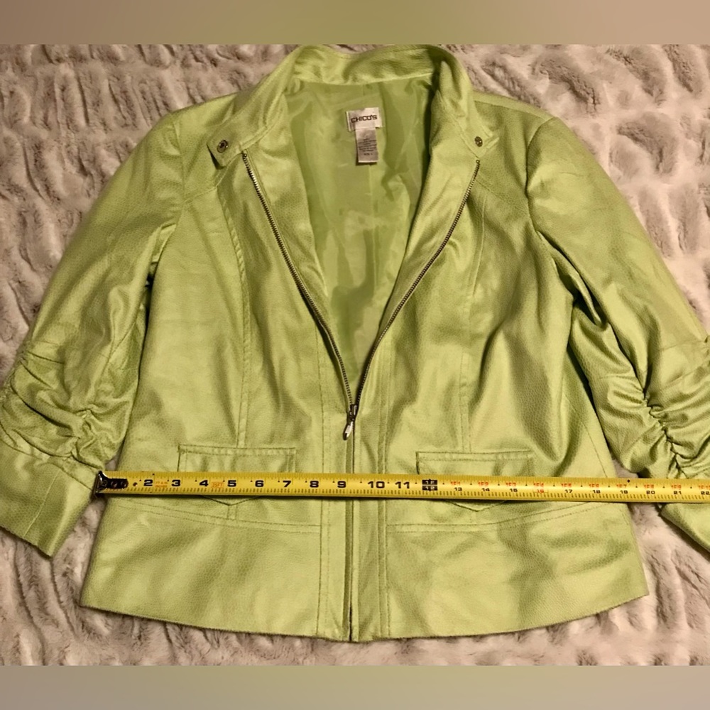 Chico’s Lime Green Soft Python Embossed Ruched Sl… - image 5